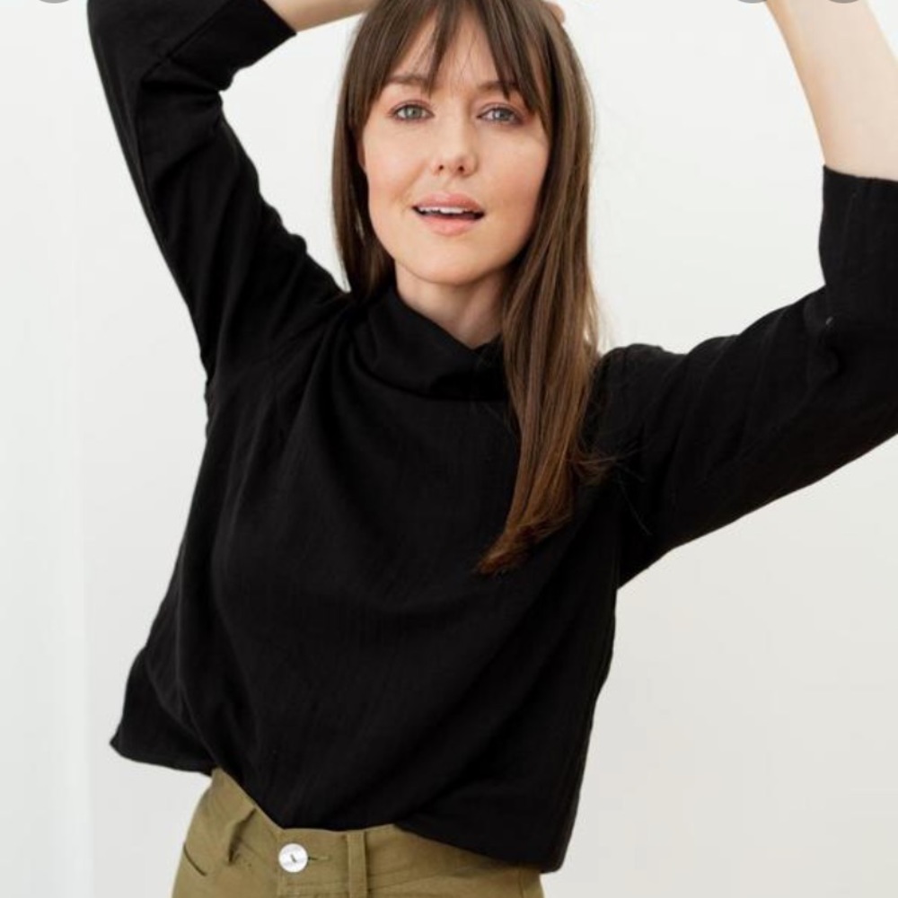 Tribe Alive black mock neck blouse